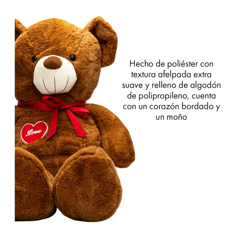 Foto 3 pulgar | Oso De Peluche Teddy Grande Abrazable Corazón 1 Metro Lab.g, Café Obscuro