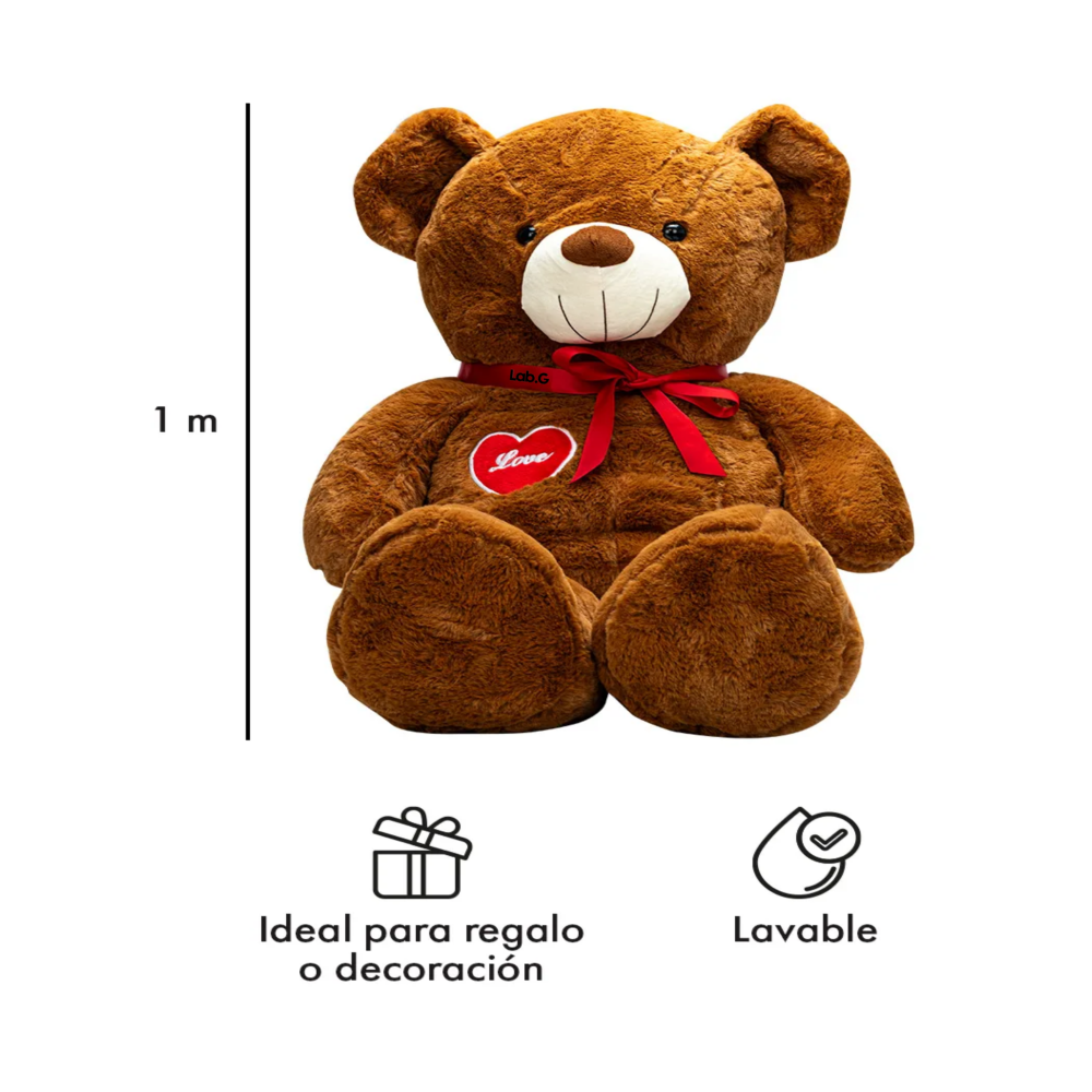 Foto 4 | Oso De Peluche Teddy Grande Abrazable Corazón 1 Metro Lab.g, Café Obscuro