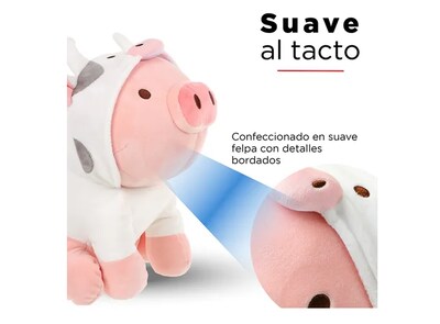 Foto 2 | Miniso Xtellar Peluche Cerdito Sentado Con Capucha De Vaca 27.9x21.2