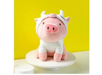Foto 5 | Miniso Xtellar Peluche Cerdito Sentado Con Capucha De Vaca 27.9x21.2