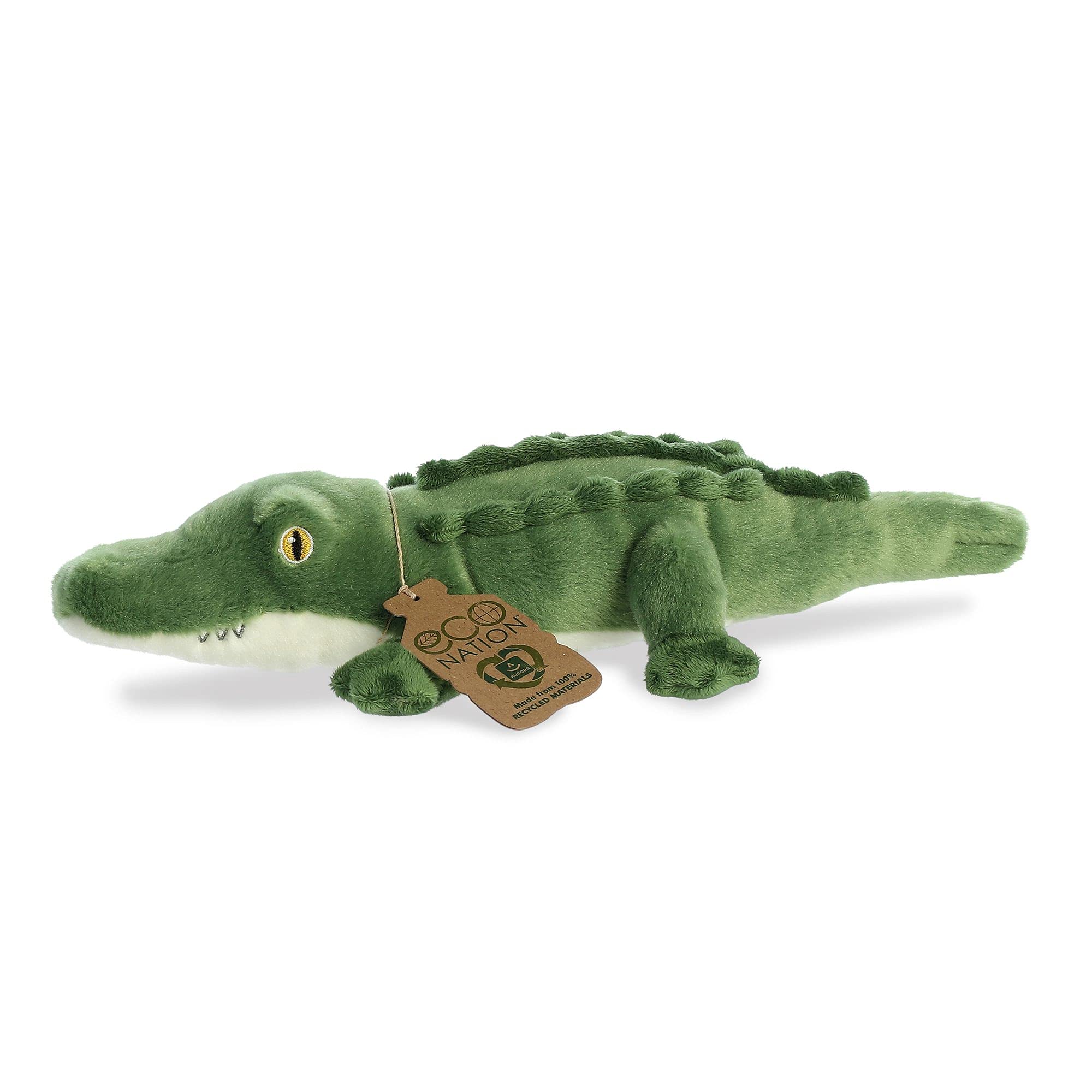 Peluche Aurora Eco Nation, Color Verde Cocodrilo, 35 Cm - Venta Internacional.