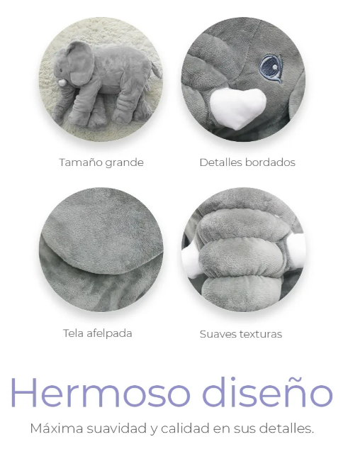 Foto 4 pulgar | Xtellar Peluche Suave-manta Elefante Grande, Ideal Para Niños Y Bebés, 60cm