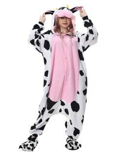 Foto 1 | Disfraz De Mono Newcosplay Con Forma De Animal, Pijama De Peluche Con Forma De Vaca Rosa Para Adulto - Venta Internac