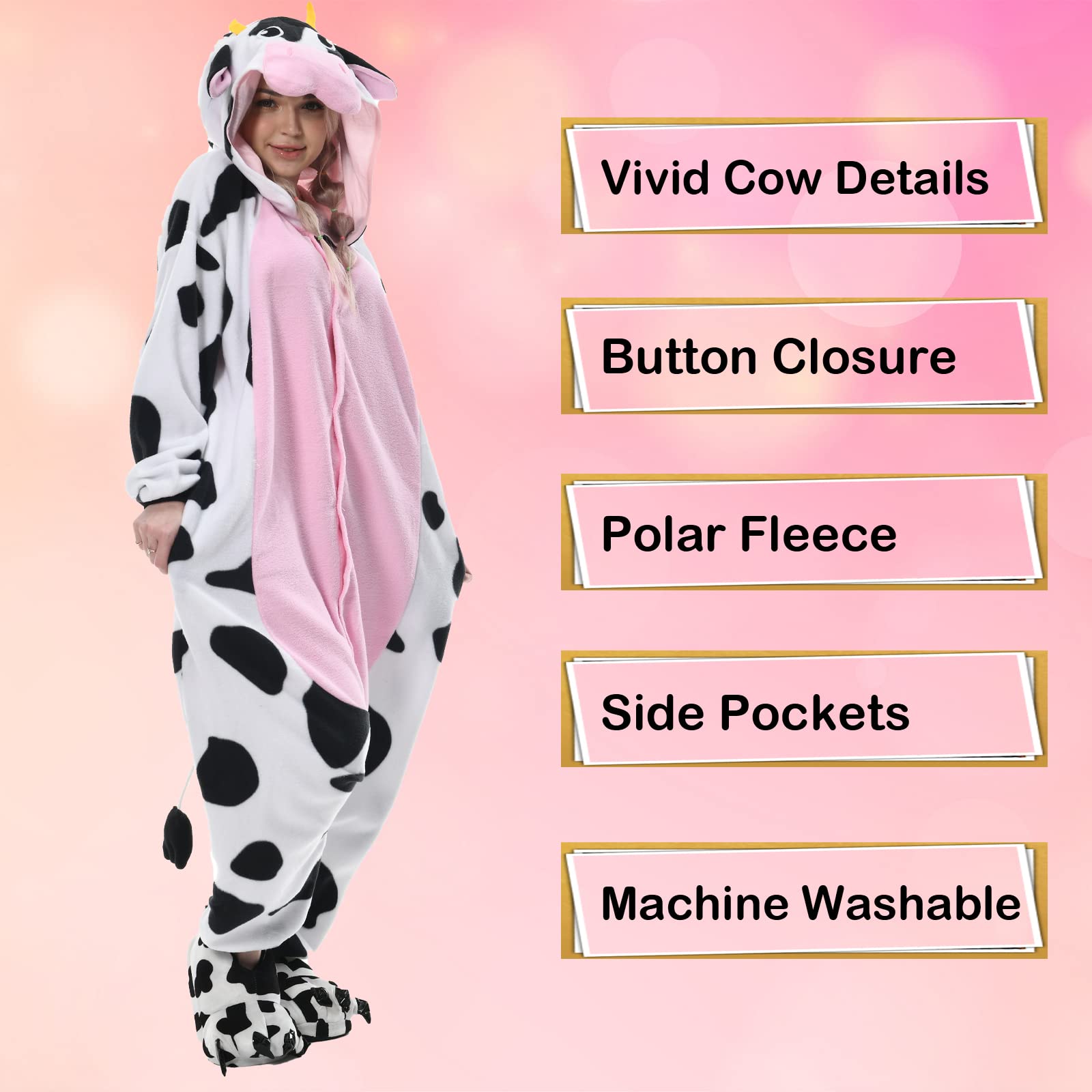 Foto 3 pulgar | Disfraz De Mono Newcosplay Con Forma De Animal, Pijama De Peluche Con Forma De Vaca Rosa Para Adulto - Venta Internac