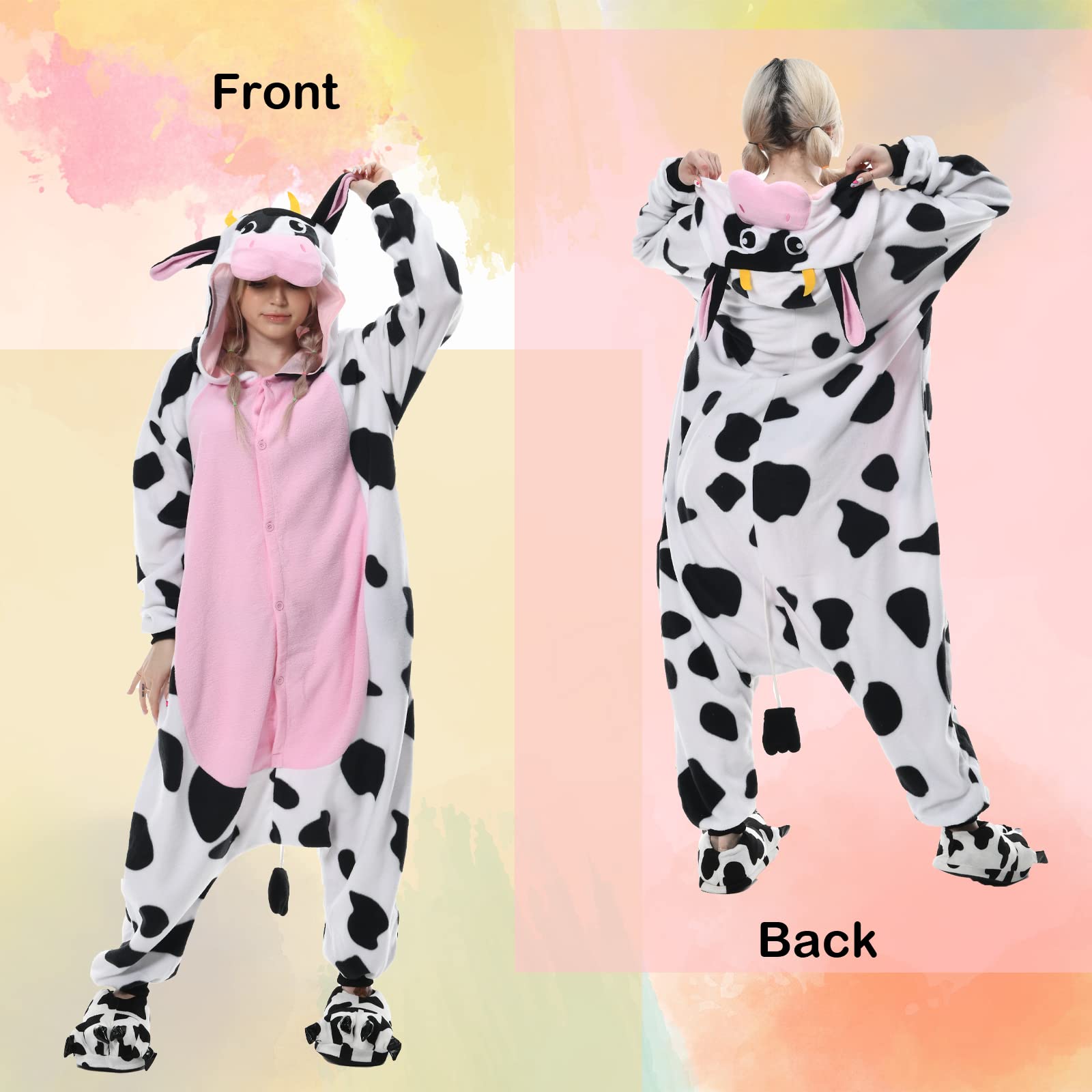 Foto 3 | Disfraz De Mono Newcosplay Con Forma De Animal, Pijama De Peluche Con Forma De Vaca Rosa Para Adulto - Venta Internac
