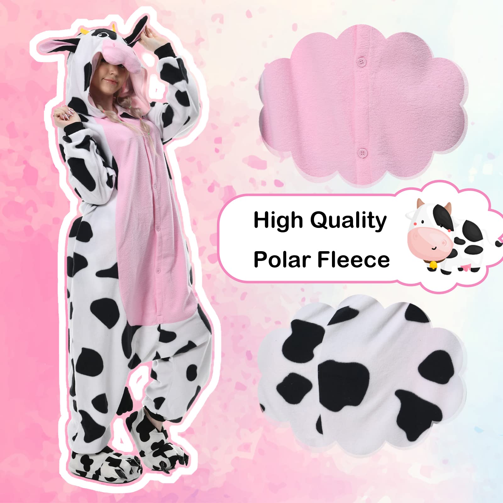 Foto 6 pulgar | Disfraz De Mono Newcosplay Con Forma De Animal, Pijama De Peluche Con Forma De Vaca Rosa Para Adulto - Venta Internac