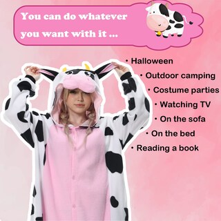 Foto 6 | Disfraz De Mono Newcosplay Con Forma De Animal, Pijama De Peluche Con Forma De Vaca Rosa Para Adulto - Venta Internac
