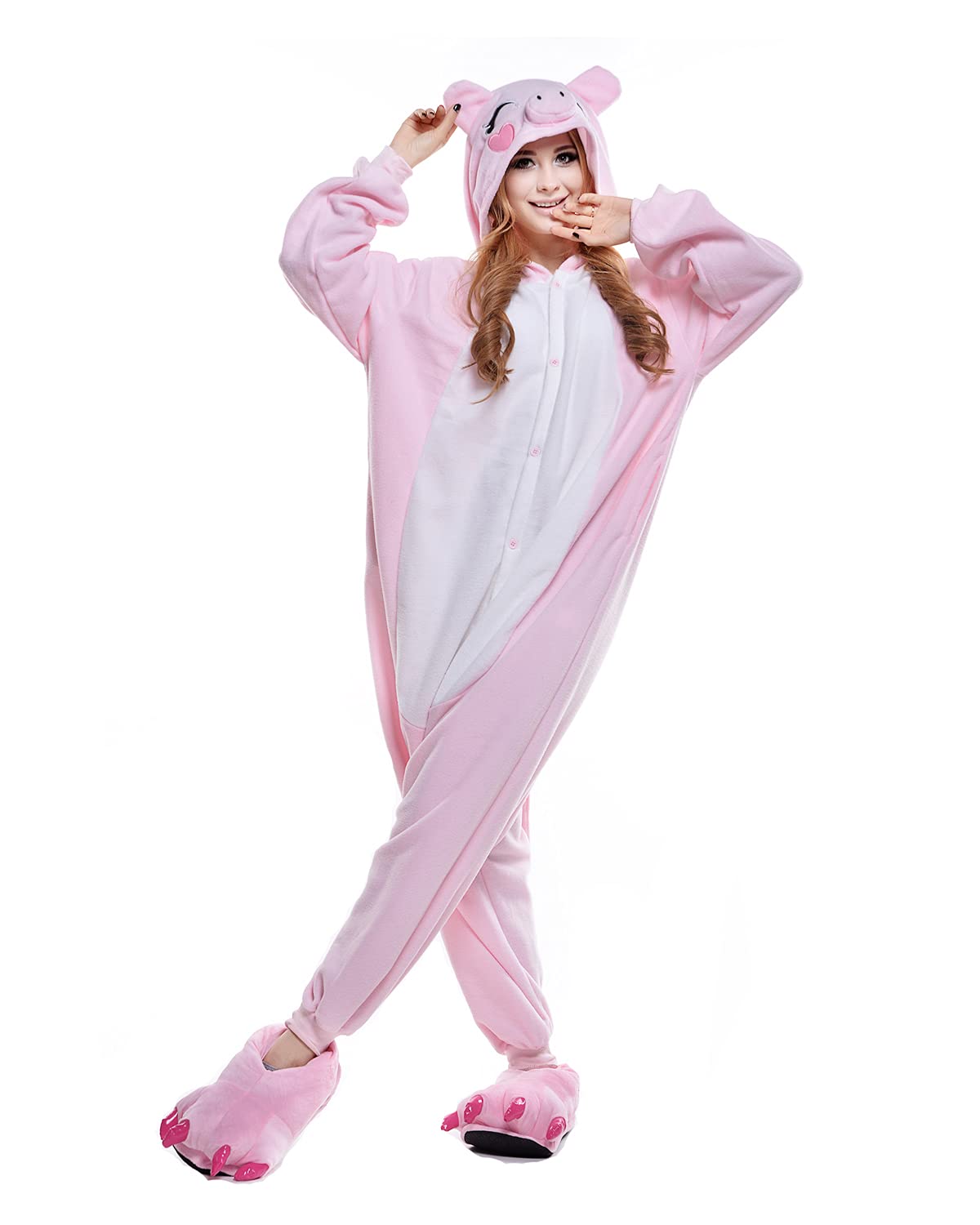 Foto 2 pulgar | Disfraz De Mono Newcosplay Con Forma De Animal, Pijama De Peluche Para Adultos, Cerdo Rosa - Venta Internacional.
