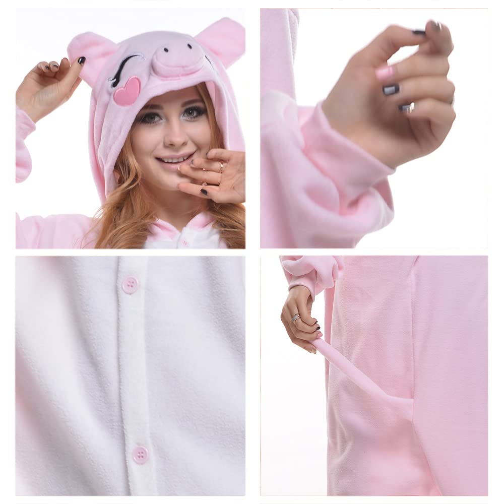 Foto 5 | Disfraz De Mono Newcosplay Con Forma De Animal, Pijama De Peluche Para Adultos, Cerdo Rosa - Venta Internacional.
