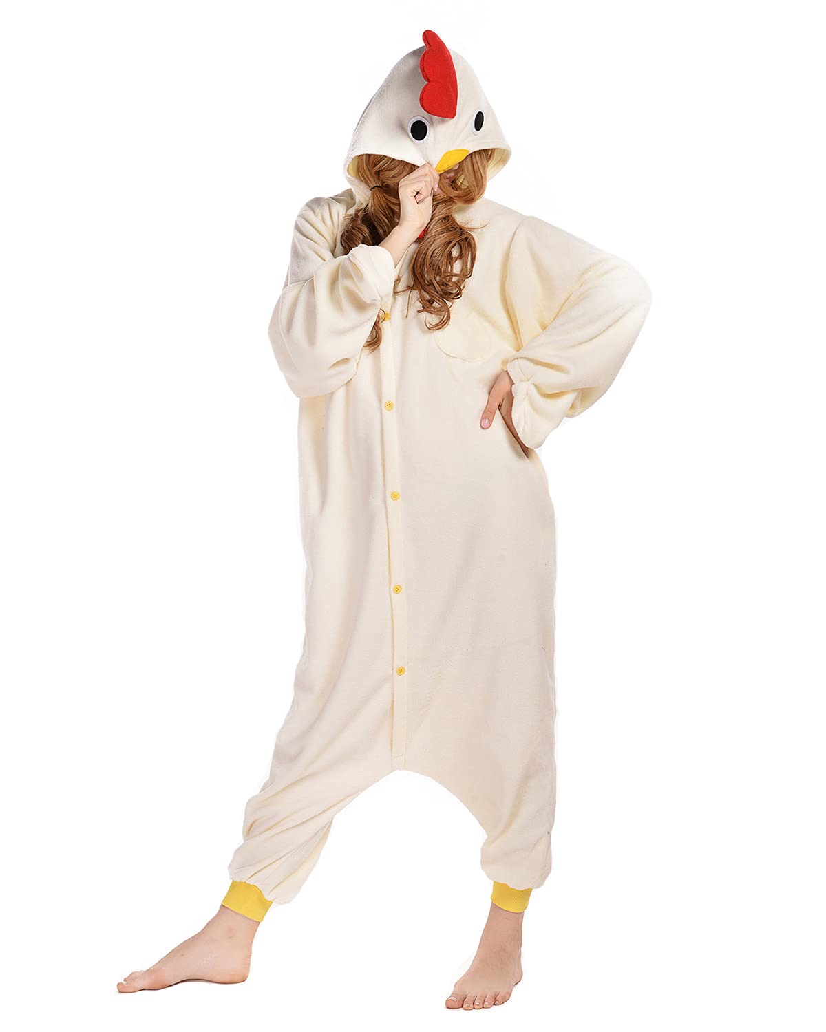 Foto 3 | Pijama Unisex Unisex De Pollo Blanco Newcosplay Para Adultos - Venta Internacional.