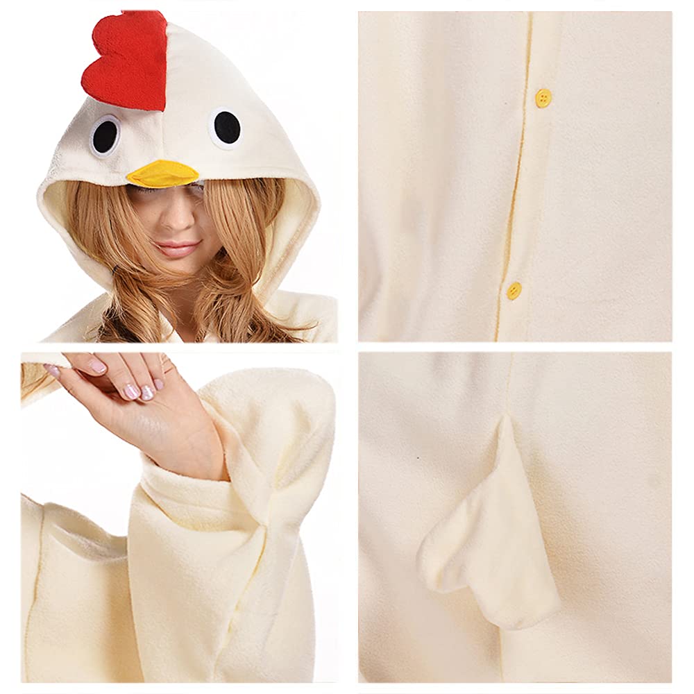 Foto 6 pulgar | Pijama Unisex Unisex De Pollo Blanco Newcosplay Para Adultos - Venta Internacional.