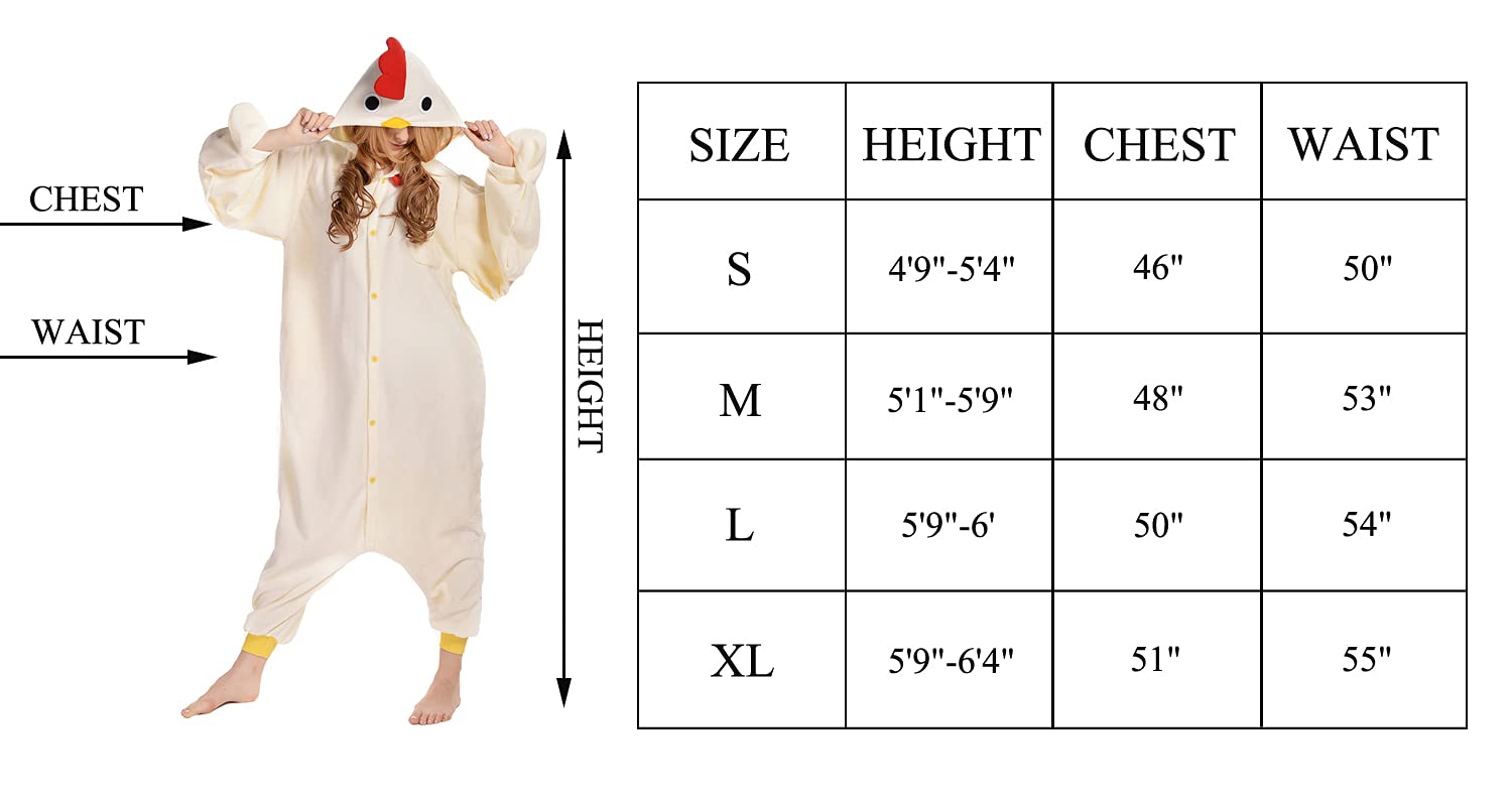Foto 7 pulgar | Pijama Unisex Unisex De Pollo Blanco Newcosplay Para Adultos - Venta Internacional.
