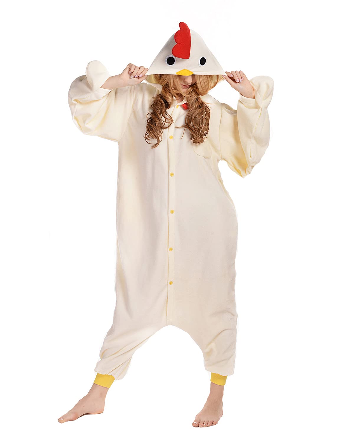 Foto 7 | Pijama Unisex Unisex De Pollo Blanco Newcosplay Para Adultos - Venta Internacional.