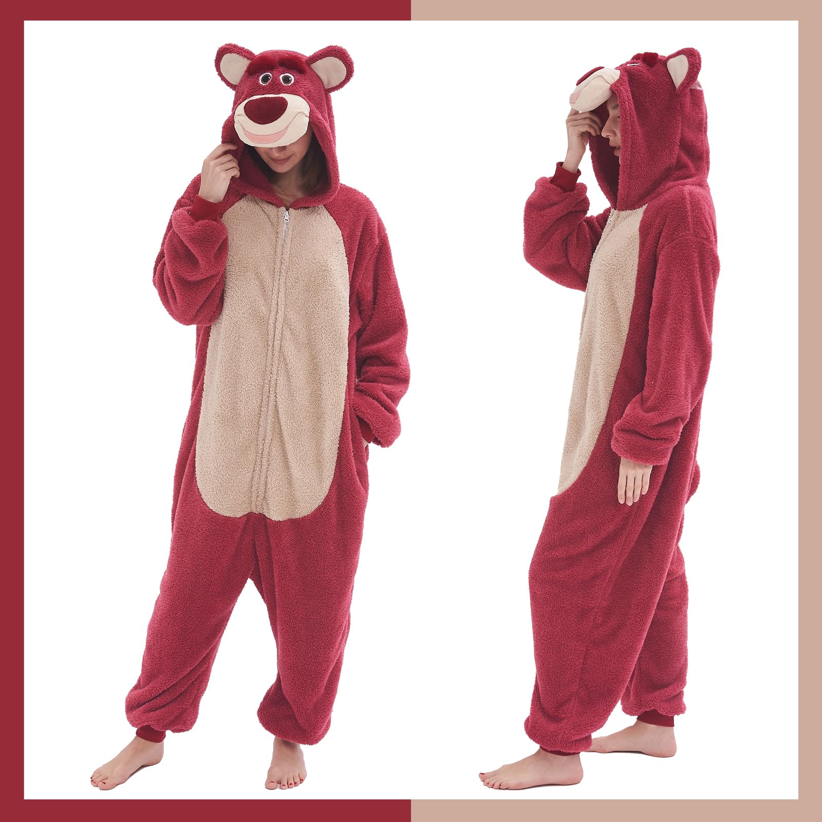 Foto 6 pulgar | Disfraz De Pijama Gonaap Con Forma De Oso Rosa, Unisex, Adulto, Xxl - Venta Internacional.