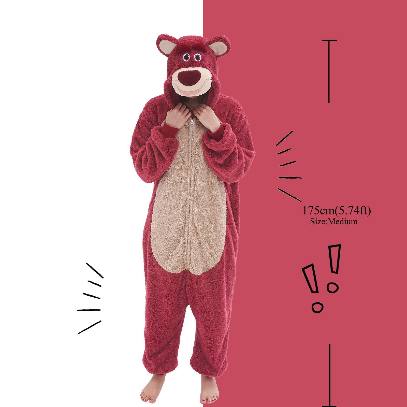 Foto 6 | Disfraz De Pijama Gonaap Con Forma De Oso Rosa, Unisex, Adulto, Xxl - Venta Internacional.