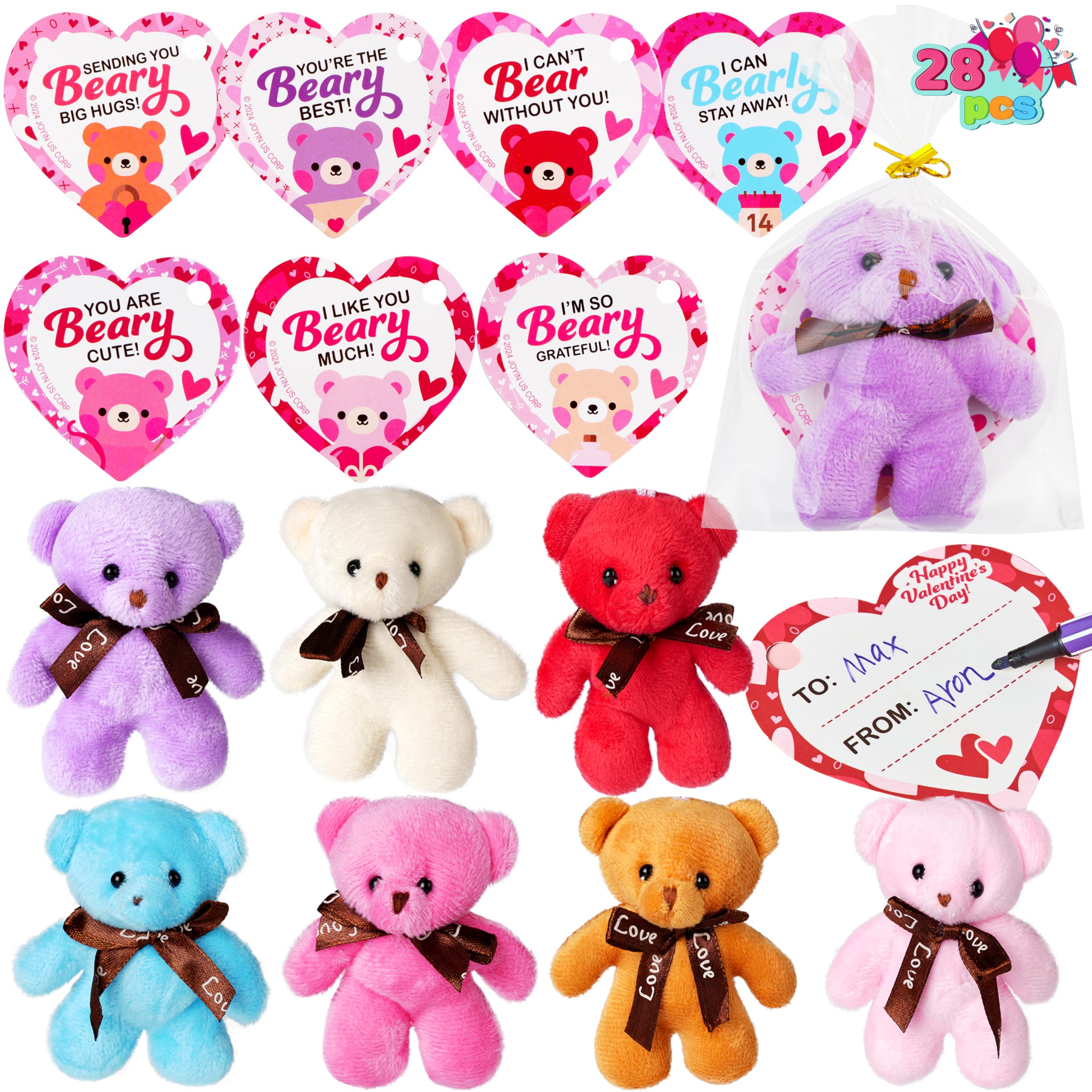 Regalos Para El Día De San Valentín Joyin, Paquete De 28 Minijuguetes Con Forma De Animales De Peluche - Venta In