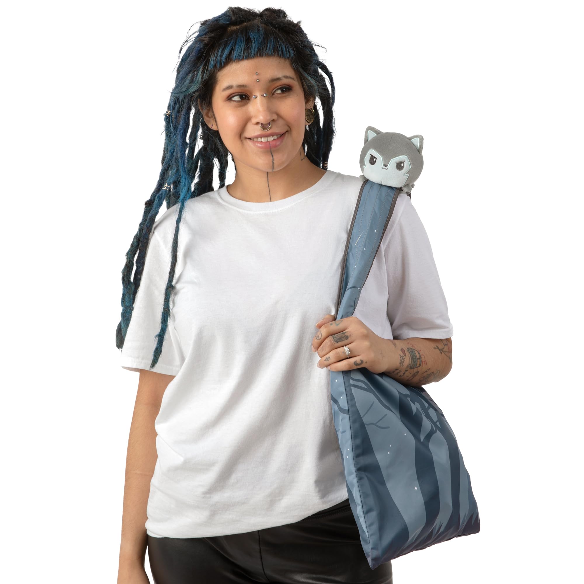 Foto 5 pulgar | Bolso De Mano De Peluche Teeturtle Grey Forest Wolf Con Pulpo Reversible - Venta Internacional.