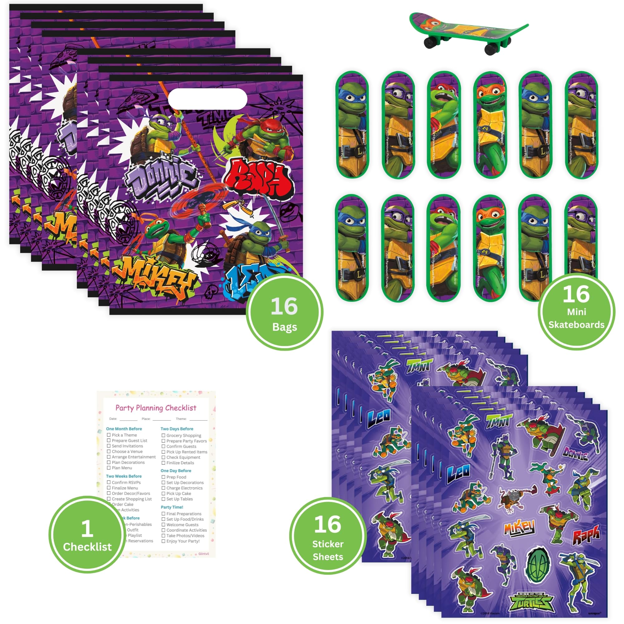 Foto 3 pulgar | Paquete De Regalos De Fiesta Único Con Forma De Tortuga Ninja Para 16 Invitados Con Bolsas Y Más - Venta Internacional.