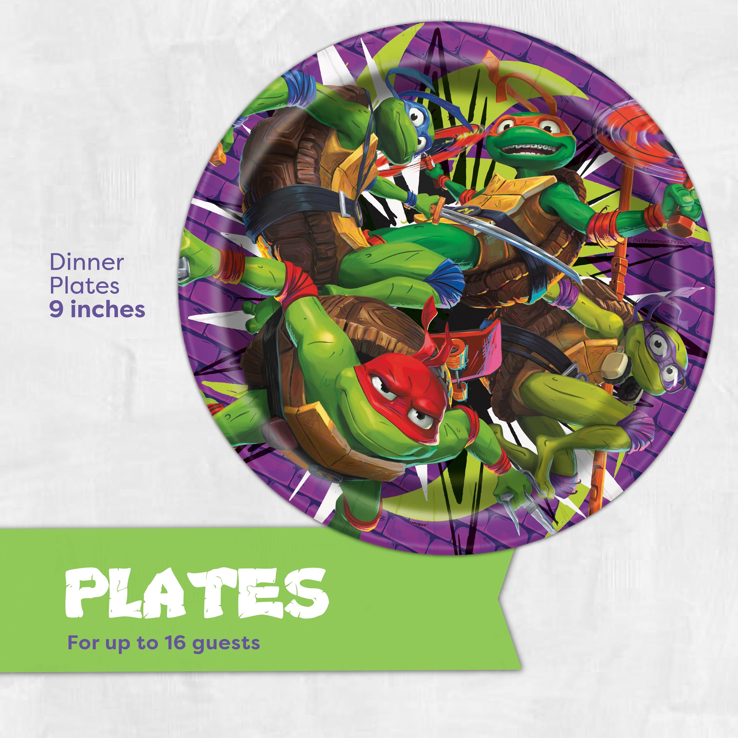 Foto 3 | Decoración De Fiesta Teenage Mutant Ninja Turtle, 16 Platos Y 16 Servilletas - Venta Internacional.