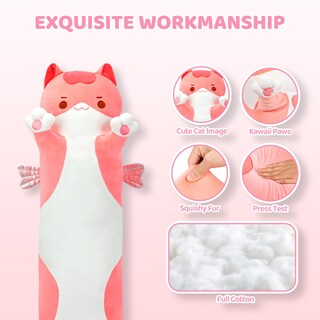 Foto 3 | Almohada Corporal De Felpa Con Forma De Gato Mewaii Long Cat De 50 Cm A 130 Cm, Rosa - Venta Internacional.