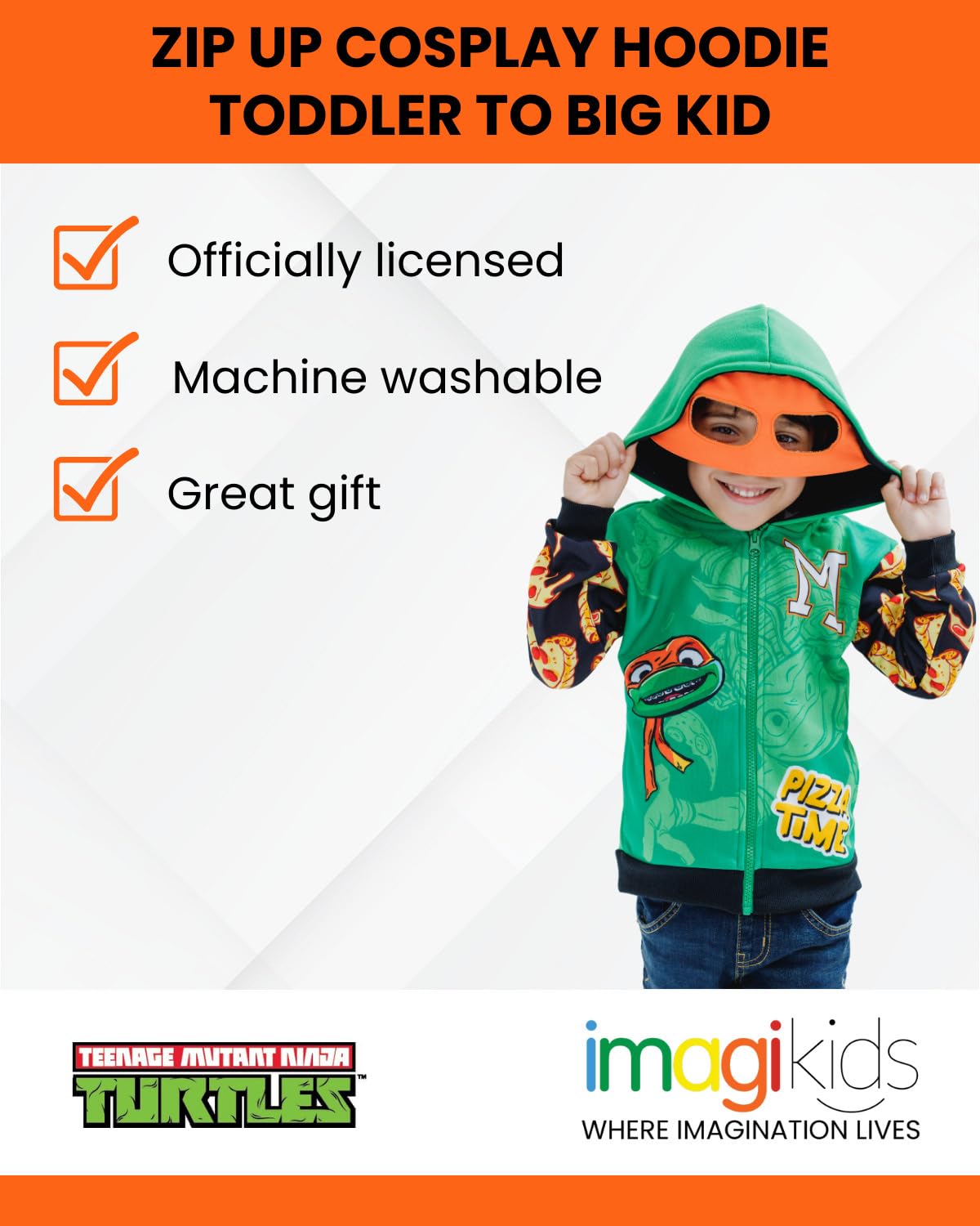 Foto 2 | Sudadera Con Capucha Teenage Mutant Ninja Turtles Michelangelo Green 3t - Venta Internacional.