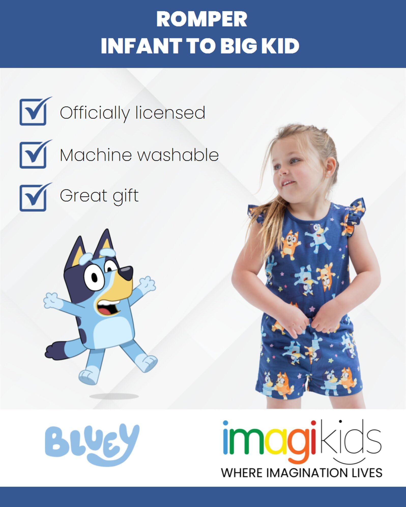 Foto 4 pulgar | Romper Bluey Bingo Para Niñas Pequeñas French Terry 2t - Venta Internacional.