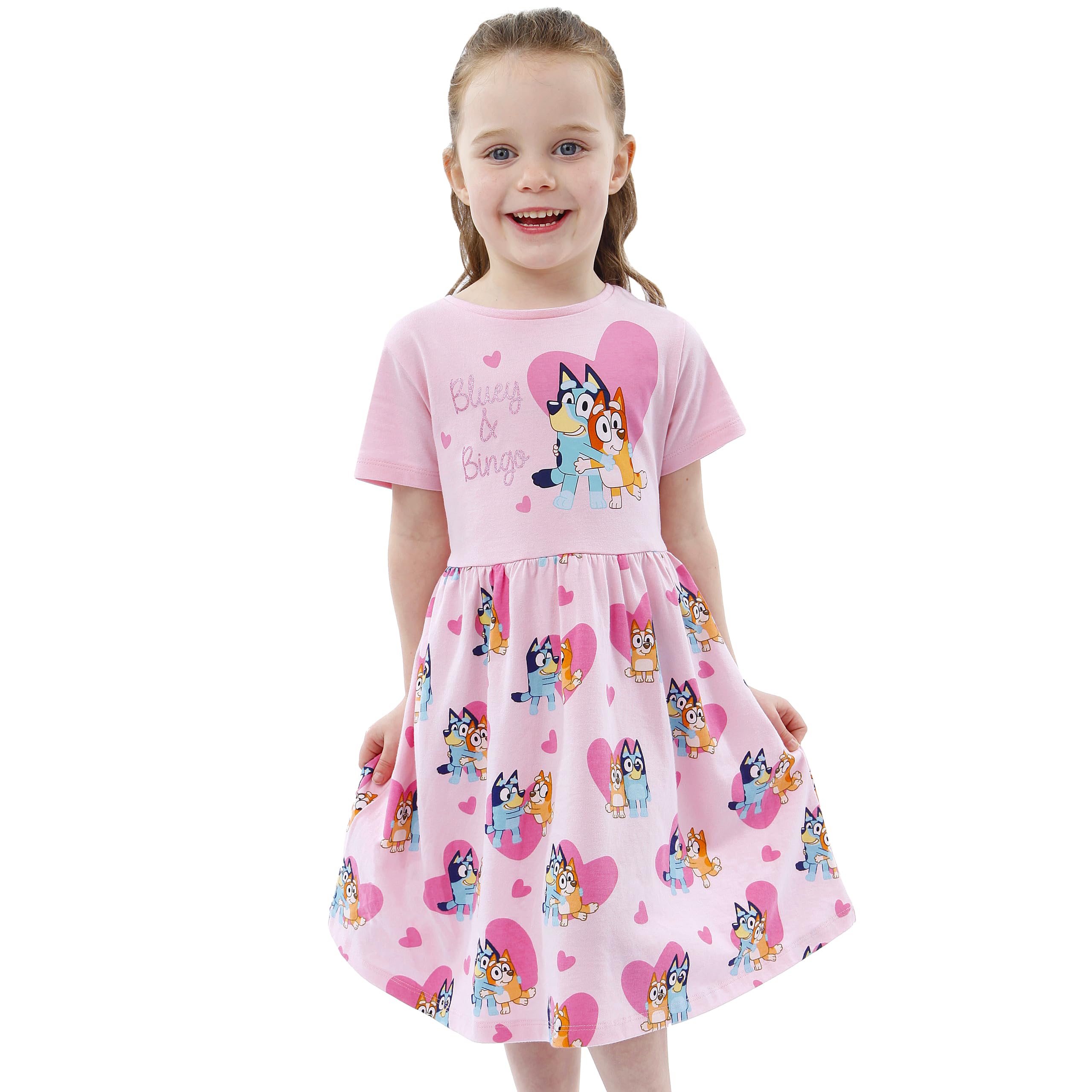 Foto 3 pulgar | Vestido Bluey Bingo Glitter Para Niñas De Algodón Summer Pink 7 - Venta Internacional.
