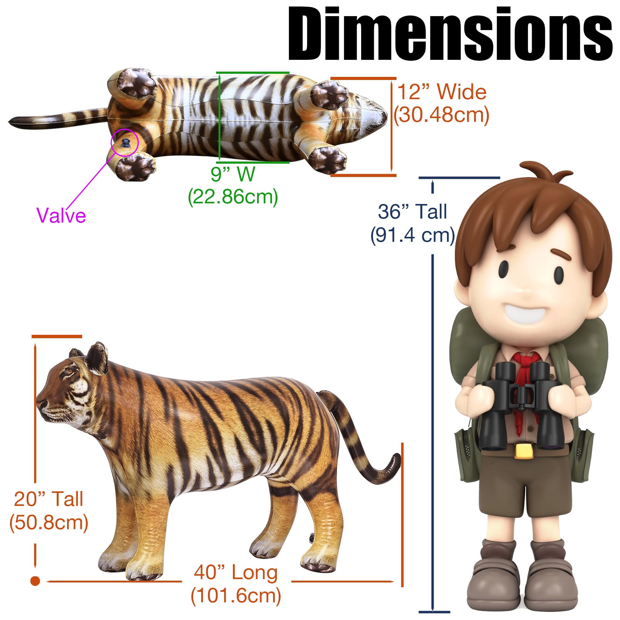 Foto 2 | Inflable Tiger Toy Jet Creations, 1 Unidad, 40 Cm De Largo, Naranja-amarillo - Venta Internacional.