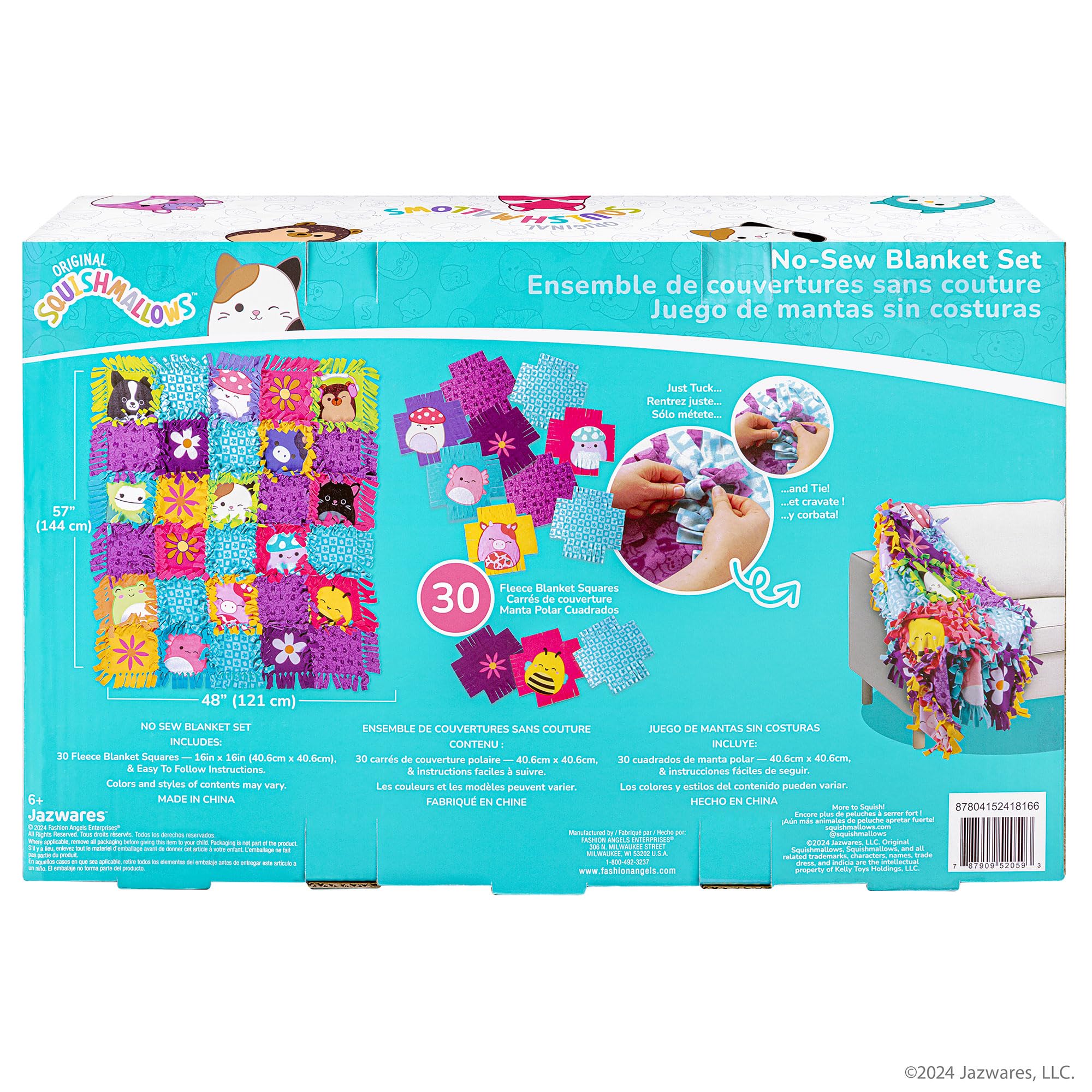 Foto 3 pulgar | Manta Craft Kit Fashion Angels Squishmallows Sin Coser Con 30 Cuadrados - Venta Internacional.