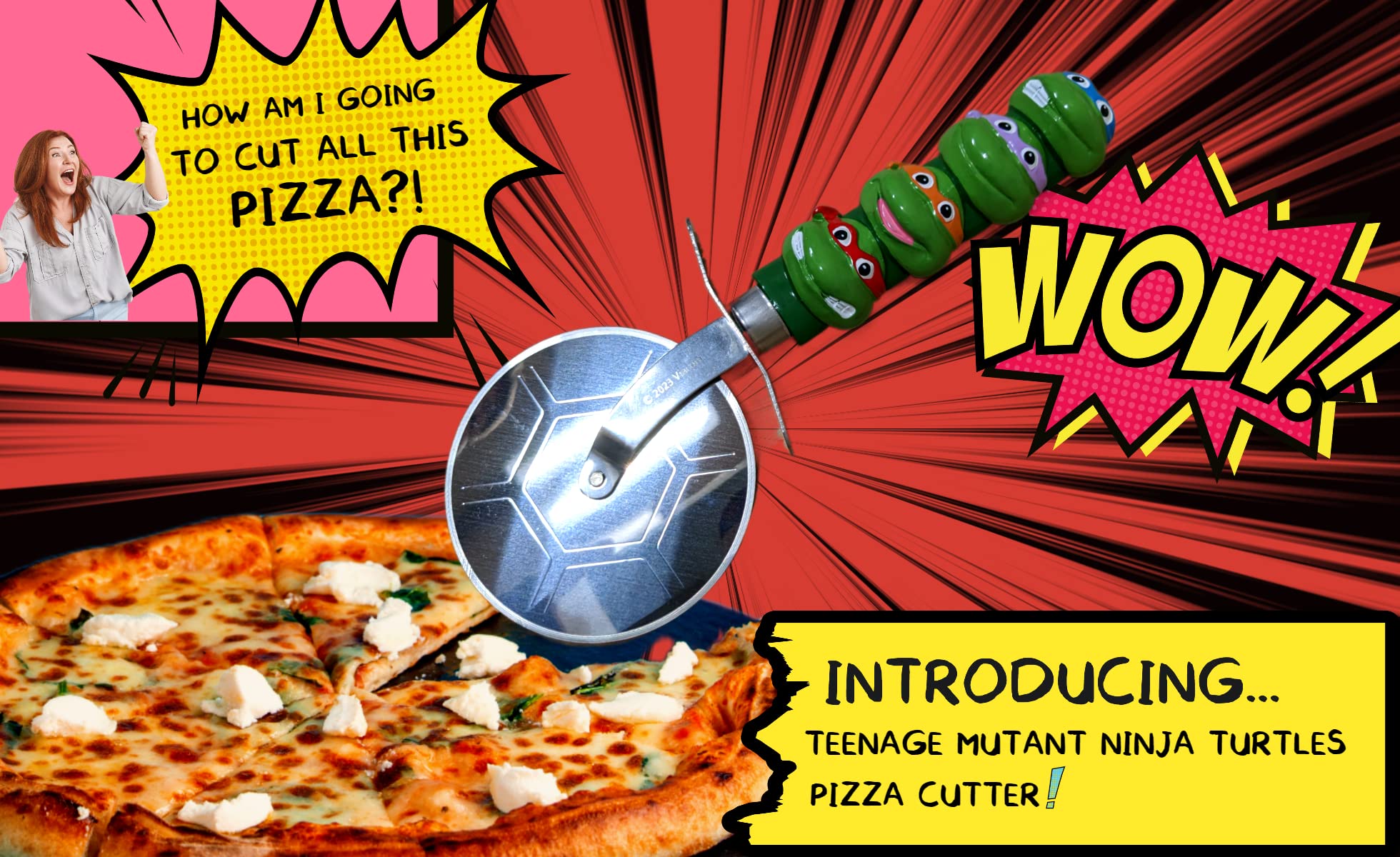 Foto 7 | Cortador De Pizza Teenage Mutant Ninja Turtles Tmnt Nickelodeon - Venta Internacional.