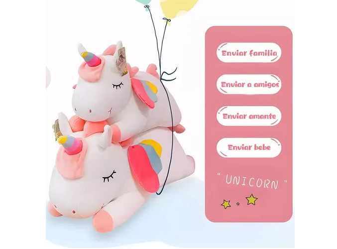 Foto 4 pulgar | Xtellar Unicornio Pegaso Peluche Arcoiris Premium De 50cm, Almohada Cómoda Y Decorativa.