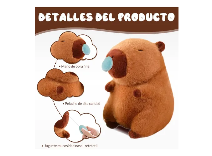 Foto 3 pulgar | Xtellar Encanto De Peluche: Compañero Constante De 2 Muñecos Decorativos Realistas De Carpincho 22cm