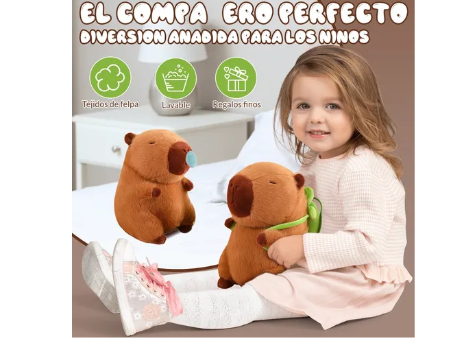 Foto 6 pulgar | Xtellar Encanto De Peluche: Compañero Constante De 2 Muñecos Decorativos Realistas De Carpincho 22cm