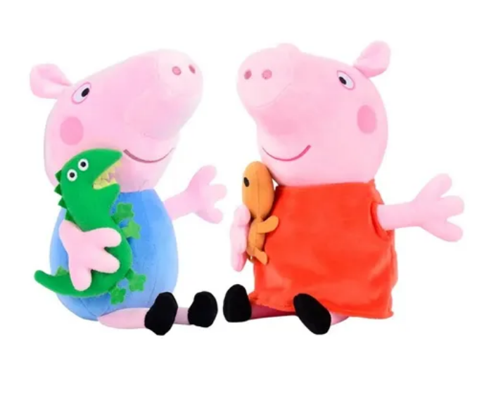 Foto 2 pulgar | 2pzs Xtellar Peluches Peppa Pig Y George Con Dinosauro Teddy 40cm