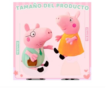 Foto 2 | Peluches Xtellar Peppa Pig Papá Y Mamá Con Dinosauro Teddy 25 Cm Set