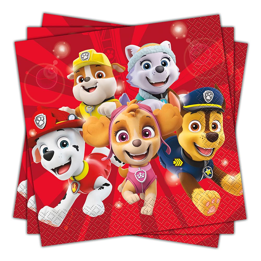 Servilletas De Almuerzo Unique Red Paw Patrol (paquete De 16) - Venta Internacional.