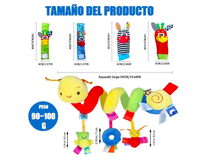 Foto 3 pulgar | Peluche Xtellar Sonaja Juguete Espiral Para Bebe Carriola, Cuna 5pcs