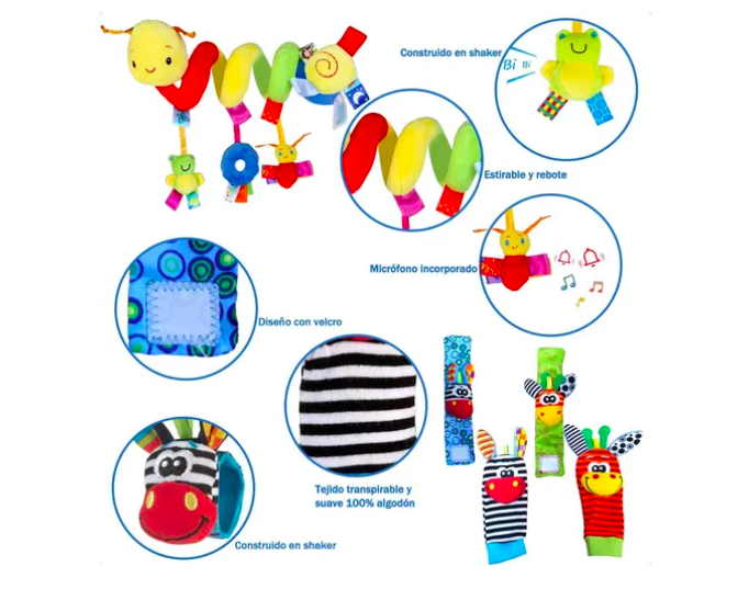 Foto 4 pulgar | Peluche Xtellar Sonaja Juguete Espiral Para Bebe Carriola, Cuna 5pcs