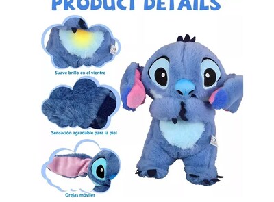 Foto 3 | Xtellar Mertto Stitch - Oso De Peluche Musical Luminoso Azul De 28cm Ideal Para Diversión Infantil