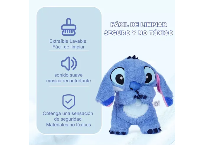 Foto 6 pulgar | Xtellar Mertto Stitch - Oso De Peluche Musical Luminoso Azul De 28cm Ideal Para Diversión Infantil