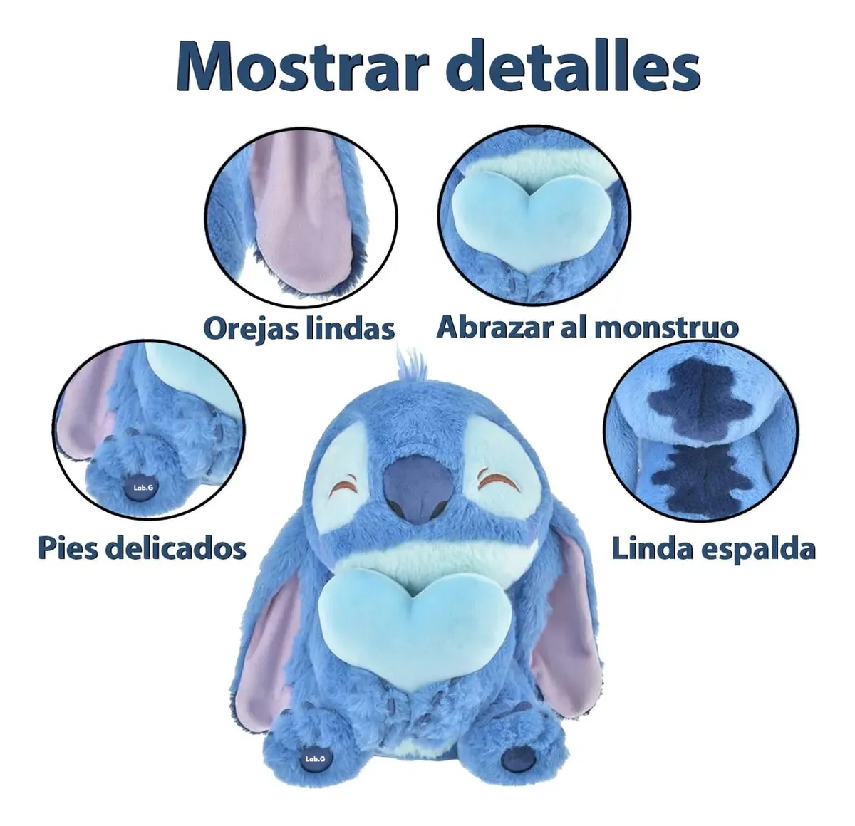 Foto 6 pulgar | Stitch Peluche Lab.g Juguetes Corazon Azul