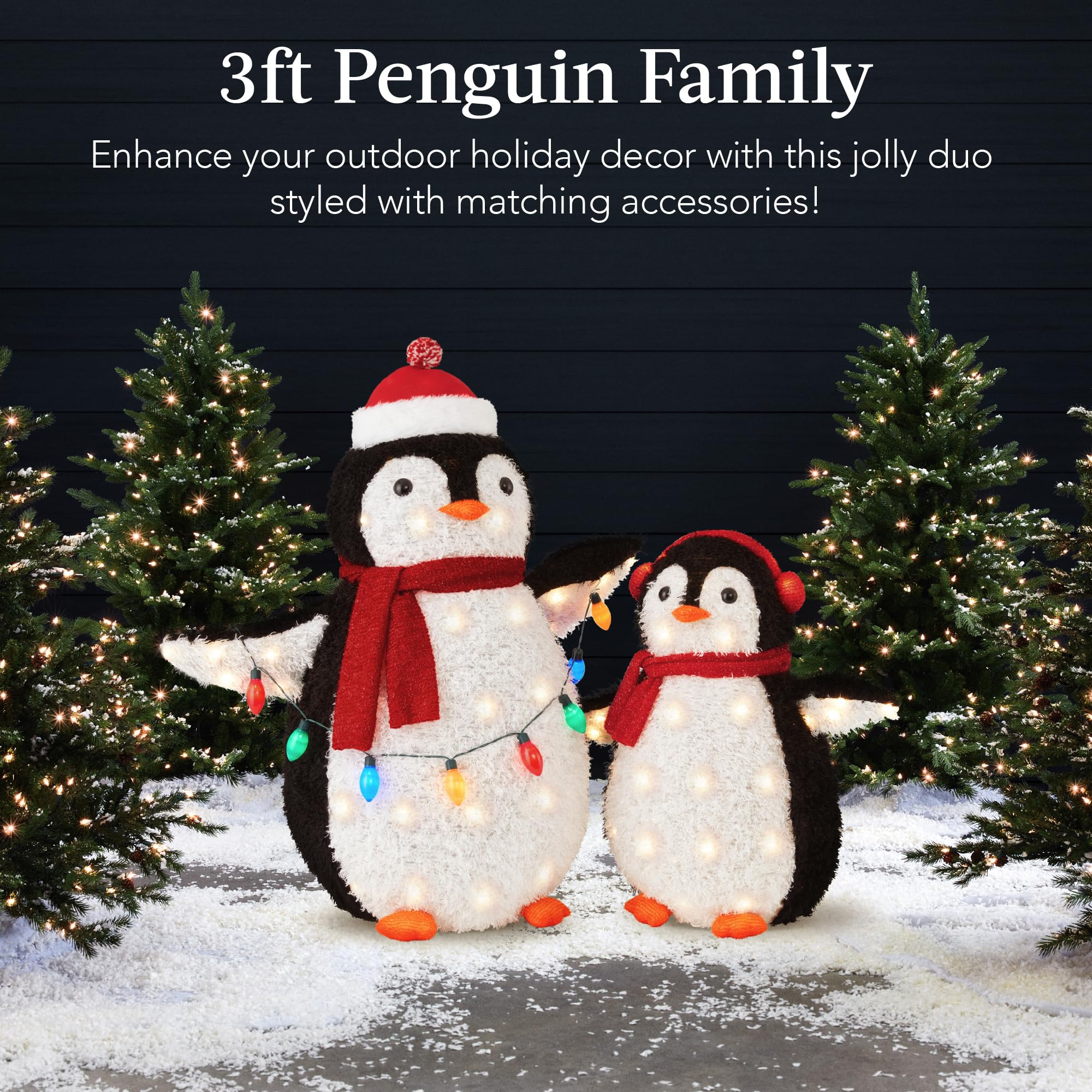 Foto 3 pulgar | Decoración Navideña Best Choice, Familia De Pingüinos De 3 Pies Con 150 Led - Venta Internacional.