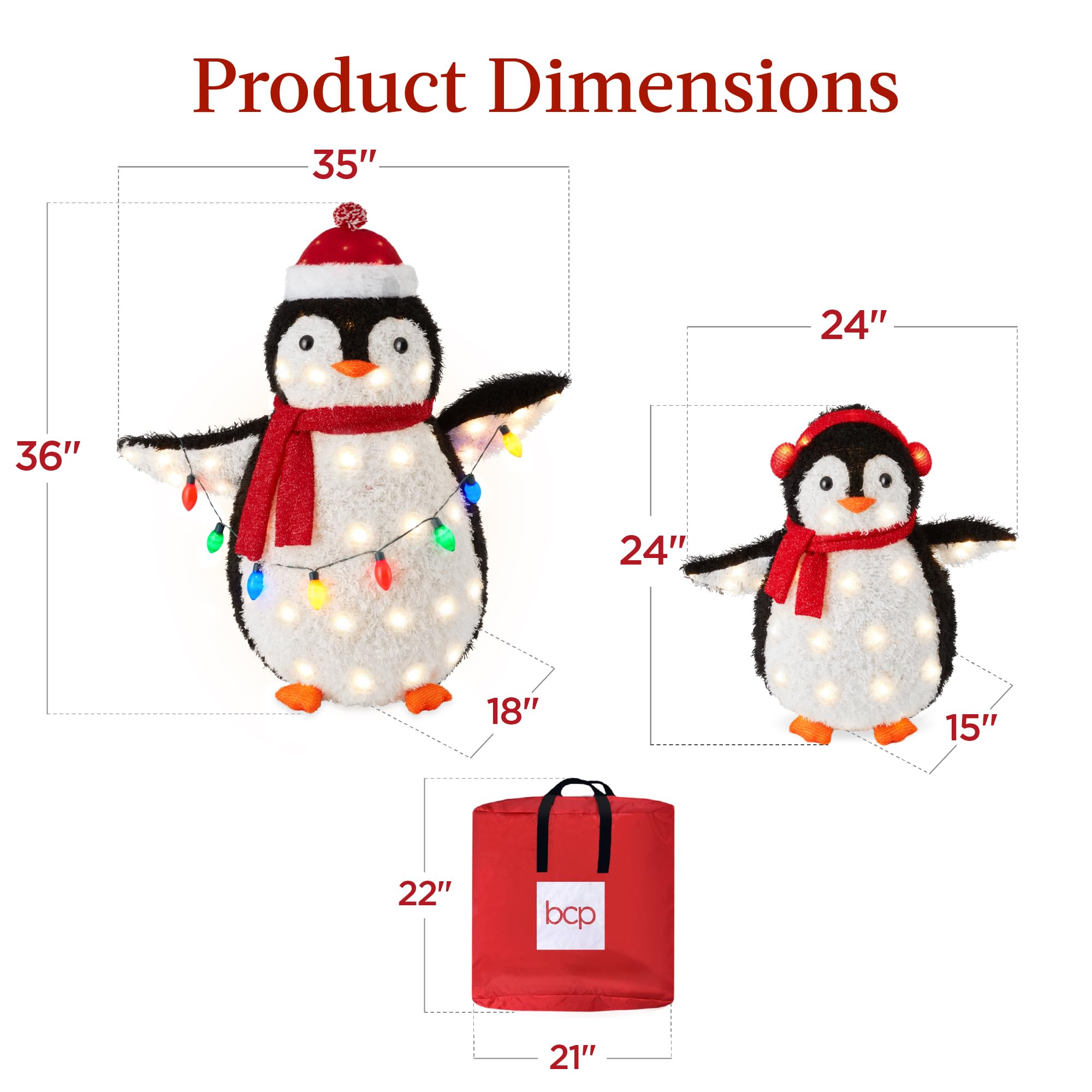 Foto 8 pulgar | Decoración Navideña Best Choice, Familia De Pingüinos De 3 Pies Con 150 Led - Venta Internacional.