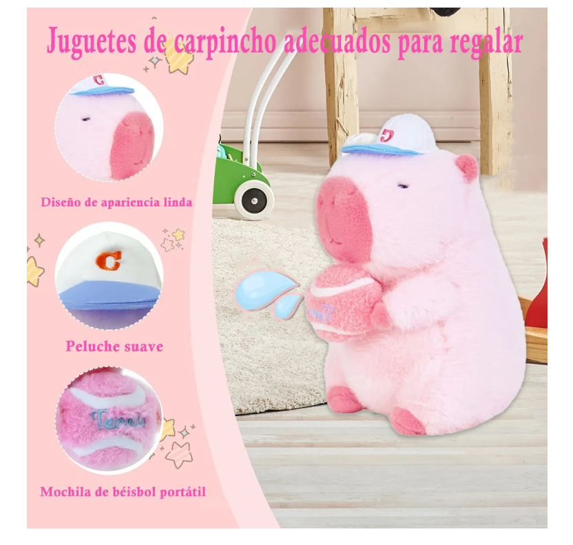 Foto 4 pulgar | Peluche Xtellar Capibara Tenis Movible Grande 40cm Y Pegatina Regalo