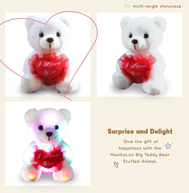 Foto 4 pulgar | Xtellar - Peluche De Osito Encantador Con Luz Led Colorida Para Momentos Especiales 22cm