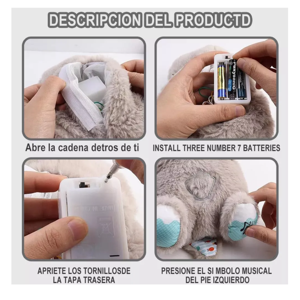 Foto 5 pulgar | Peluche Con Música Y Luces Belug   Gris Oscuro