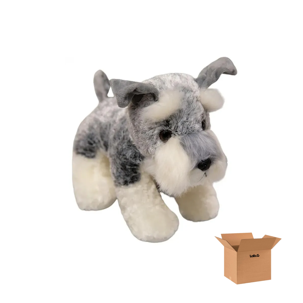 Peluche Perrito Schnauzer Lab.g Gris Blanco