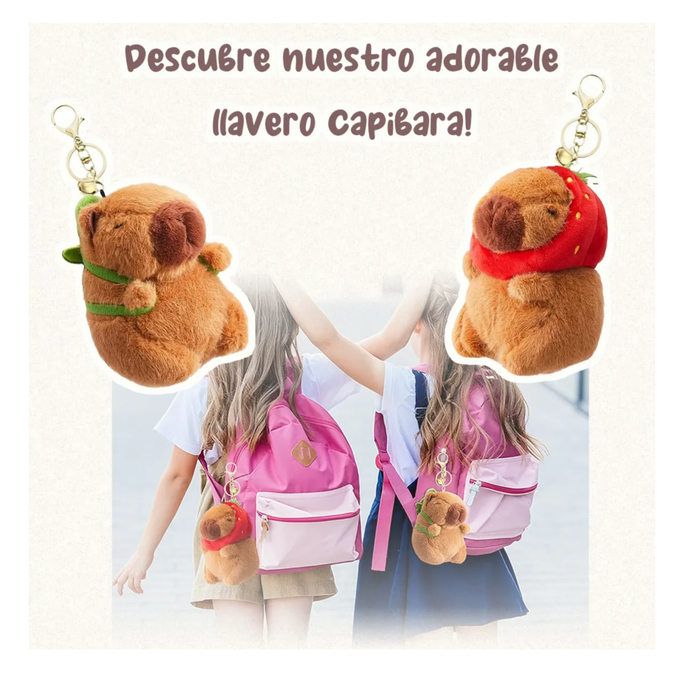 Foto 4 pulgar | Llavero Capibara Peluche Lab.g  Café Rojo Y Verde