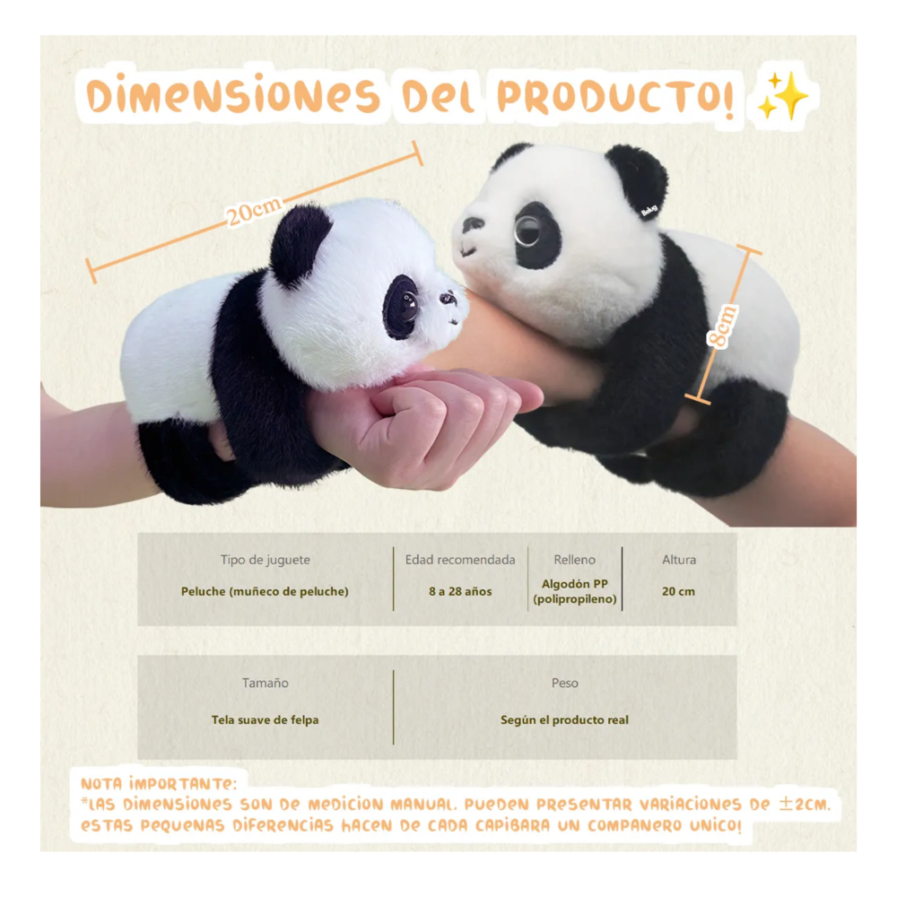 Foto 4 pulgar | 1pcz Pulsera Panda Peluche Belug  Negro Con Blanco