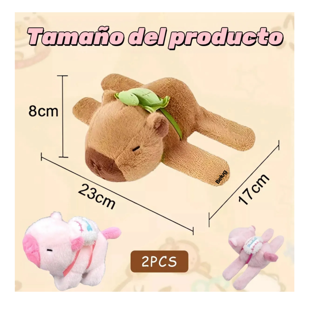 Foto 5 pulgar | 2pz Capibaras Peluche Belug  Rosa Café